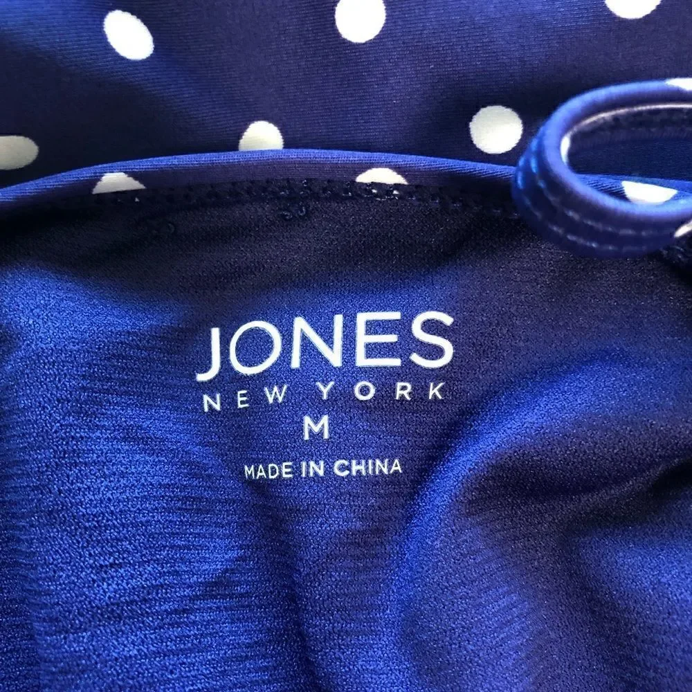 Jones New York Blue Polka Dot One Piece Swimsuit Size Medium